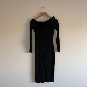 GBTSO Off-Shoulder Ribbed Stretch Knit Midi Dress Womens‎ Size XS